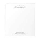 Modern handgeschreven stijlvol vanaf het bureau va notitieblok (Voorkant)