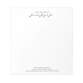 Modern handgeschreven stijlvol vanaf het bureau va notitieblok