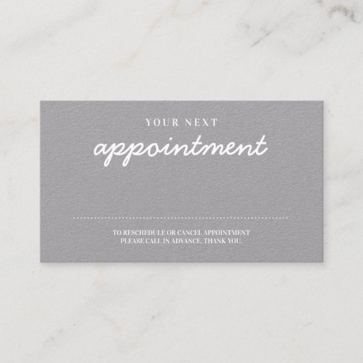 Modern handgeschreven stijlvolle grijze herinnerin afsprakenkaartje (Voorkant)