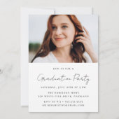 Modern handgeschreven zwart script 2 foto Afstuder Kaart (Achterkant)