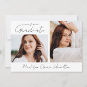 Modern handgeschreven zwart script 3 foto Afstuder Aankondiging (Voorkant)