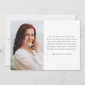 Modern handgeschreven zwart script 3 foto Afstuder Aankondiging (Achterkant)