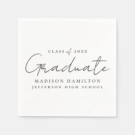 Modern handgeschreven zwart script Afstuderen Servet (Voorkant)