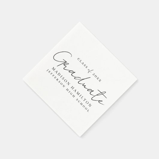 Modern handgeschreven zwart script Afstuderen Servet (Hoek)