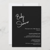 Modern handgeschreven zwart-wit baby shower kaart (Voorkant)