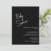 Modern handgeschreven zwart-wit baby shower kaart (Staand voorkant)