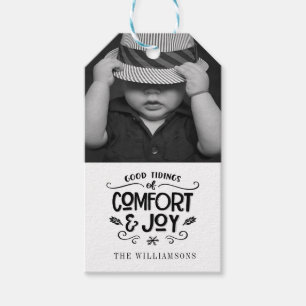 Modern handgeschreven   Zwart Wit Foto Sticker G Cadeaulabel