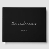 Modern handgeschreven zwart-witbruiloft gastenboek (Voorkant)