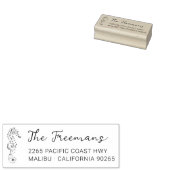 Modern Handgetekend adres Seahorse Return. Houten Rubberstempel (Gestempeld)