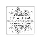 Modern Handgetekend Bladeren Frame Retouradres Rubberstempel (Afrduk)