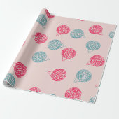 Modern handgetekend kerstornamentenpatroon cadeaupapier (Uitgerold)