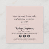 MODERN HANDLETTERED bedankt trendy blush roze zwar Vierkante Visitekaartje (Achterkant)