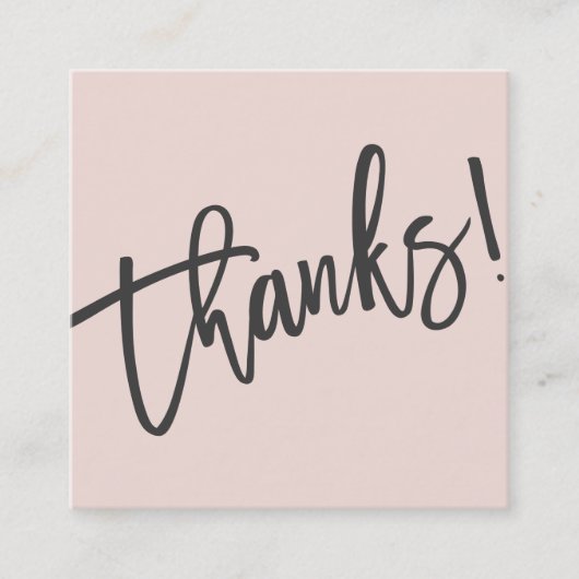 MODERN HANDLETTERED bedankt trendy blush roze zwar Vierkante Visitekaartje (Voorkant)