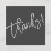 MODERN HANDLETTERED bedankt zilveren glitter grijs Vierkante Visitekaartje (Voorkant)