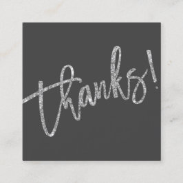 MODERN HANDLETTERED bedankt zilveren glitter grijs Vierkante Visitekaartje