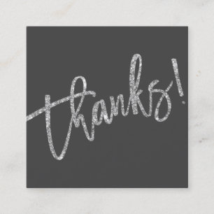 MODERN HANDLETTERED bedankt zilveren glitter grijs Vierkante Visitekaartje