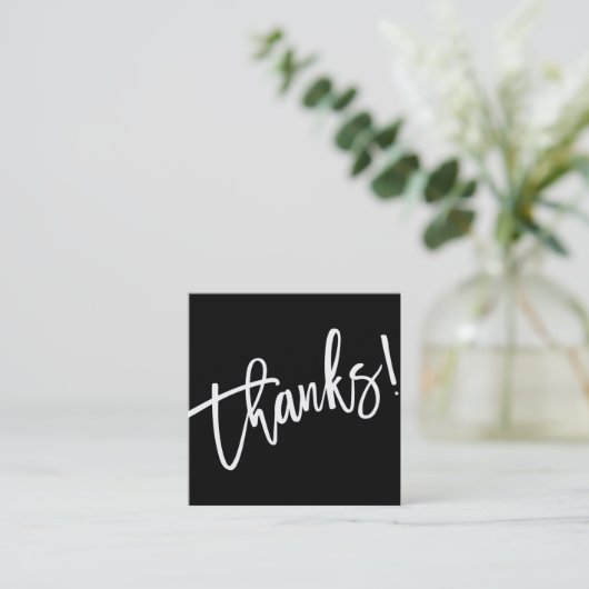 MODERN HANDLETTERED dank u eenvoudig zwart wit Vierkante Visitekaartje (Staand voorkant)