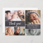 Modern Handlettered Photo Collage Baby shower Bedankkaart (Voorkant / Achterkant)
