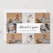Modern Handlettering 8 Fotocollage Baby shower Bedankkaart (Voorkant)