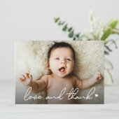 Modern Handlettering Baby Foto liefde en bedankt (Staand voorkant)