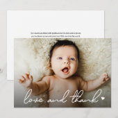 Modern Handlettering Baby Foto liefde en bedankt (Voorkant / Achterkant)