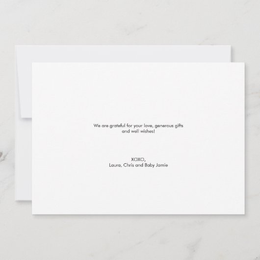 Modern handlettering Baby shower voor fotocollage Bedankkaart (Achterkant)