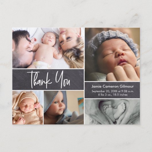 Modern handlettering Baby shower voor fotocollage Uitnodiging Briefkaart (Voorkant)