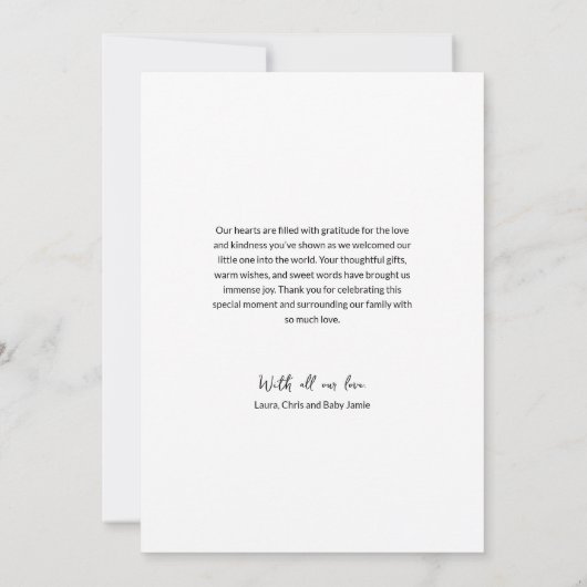 Modern Handlettering Custom Baby Girl Shower Photo Bedankkaart (Achterkant)