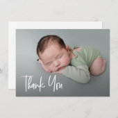 Modern Handlettering Custom foto Baby shower Bedankkaart (Voorkant / Achterkant)