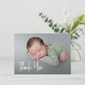 Modern Handlettering Custom foto Baby shower Bedankkaart (Staand voorkant)