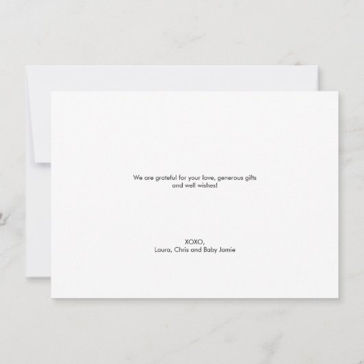 Modern Handlettering Custom foto Baby shower Bedankkaart (Achterkant)