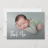 Modern Handlettering Custom foto Baby shower Bedankkaart (Voorkant)