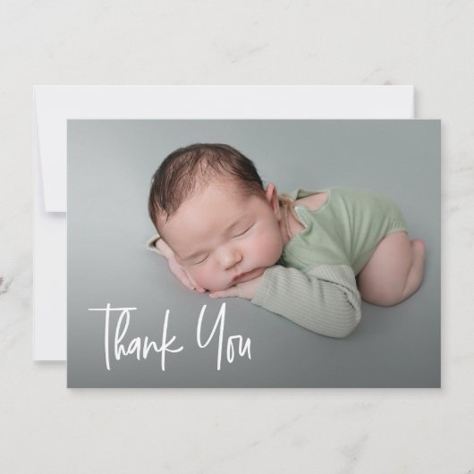 Modern Handlettering Custom foto Baby shower Bedankkaart (Voorkant)
