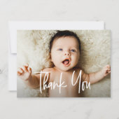 Modern Handlettering Custom foto Baby shower Bedankkaart (Voorkant)