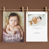 Modern Handlettering Girl Photos Baby Shower  Bedankkaart
