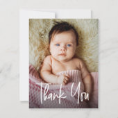 Modern Handlettering Girl Photos Baby Shower Bedankkaart (Voorkant)