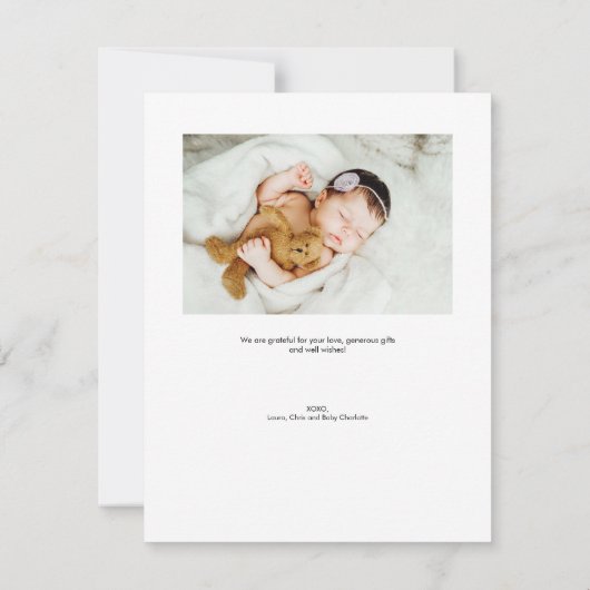 Modern Handlettering Girl Photos Baby Shower  Bedankkaart (Achterkant)