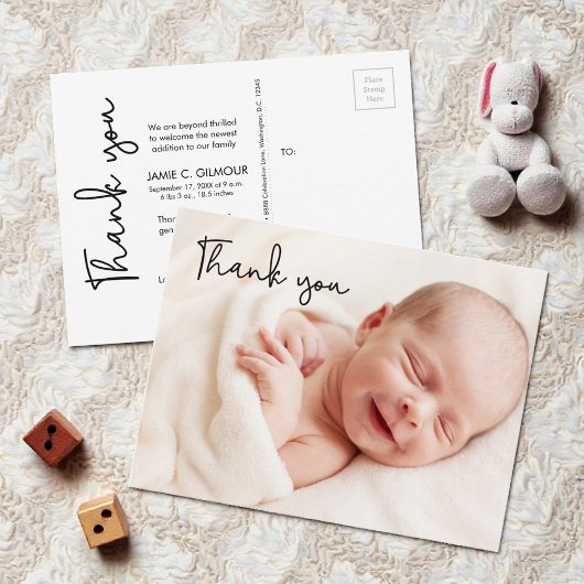 Modern Handlettering Script Baby Photo shower Briefkaart