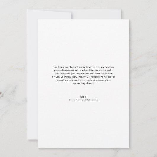 Modern Handlettering Script Baby shower Foto Bedankkaart (Achterkant)