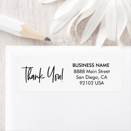 Modern Handlettering thank you business address Etiket (Insitu)