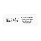 Modern Handlettering thank you business address Etiket (Voorkant)