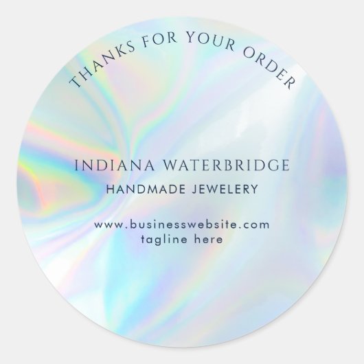Modern Handmade Business Iridescent Thank You Ronde Sticker (Voorkant)