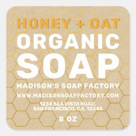Modern Handmade Honey Oat Soap Vierkante Sticker
