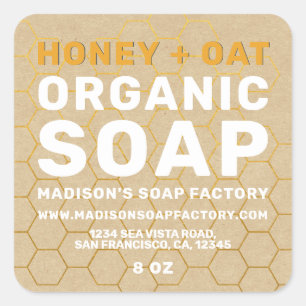 Modern Handmade Honey Oat Soap Vierkante Sticker