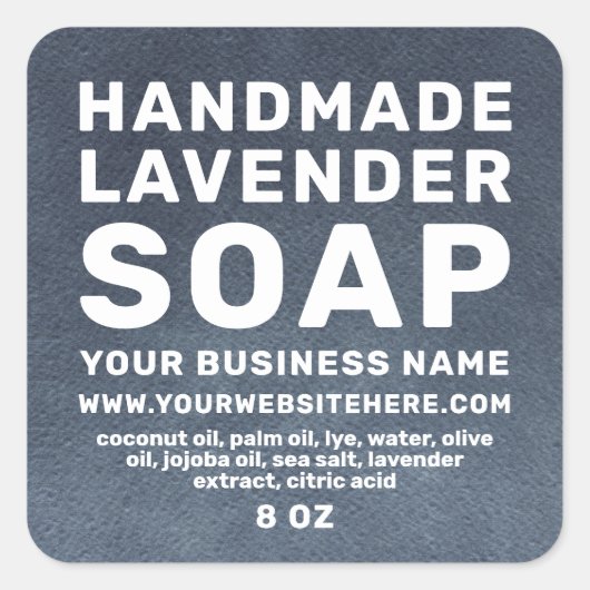 Modern Handmade Lavender Soap Dark Blue Ombre Vierkante Sticker (Voorkant)