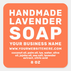 Modern Handmade Lavender Soap Oranje Vierkante Sticker