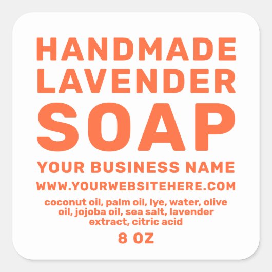 Modern Handmade Lavender Soap Oranje White Vierkante Sticker (Voorkant)