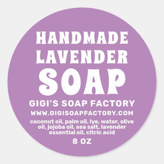 Modern Handmade Lavender Soap Paars Ronde Sticker (Voorkant)
