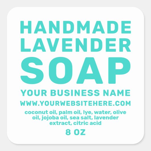 Modern Handmade Lavender Soap Turquoise Blue White Vierkante Sticker (Voorkant)