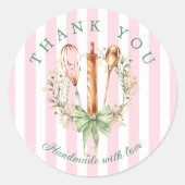 Modern Handmade With Love Bakery Utensils Ronde Sticker (Voorkant)